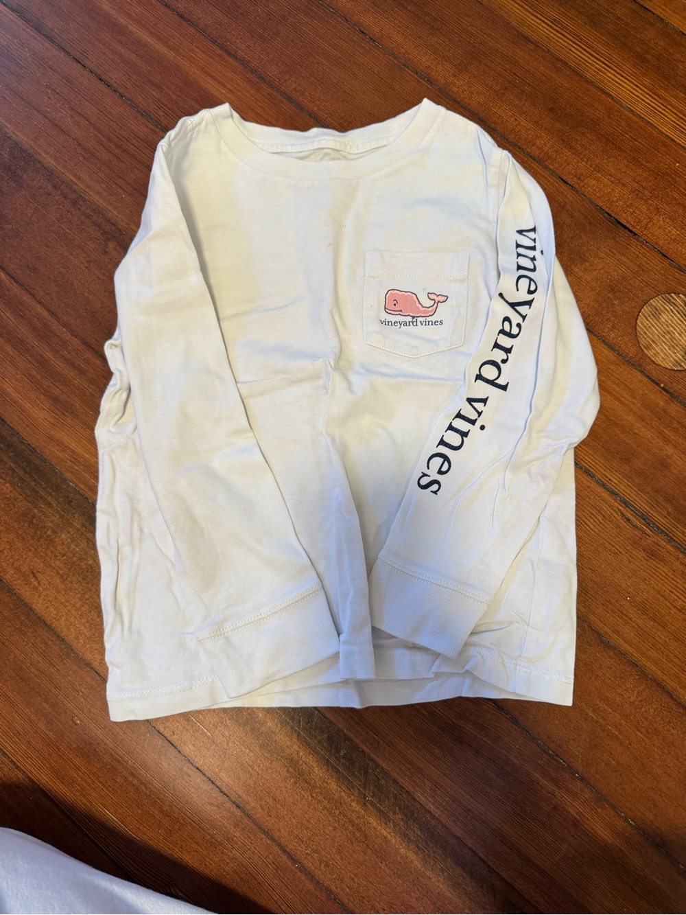 Vineyard Vines Kids Happy New Year Long-Sleeve Pocket Tee with Pink Whale